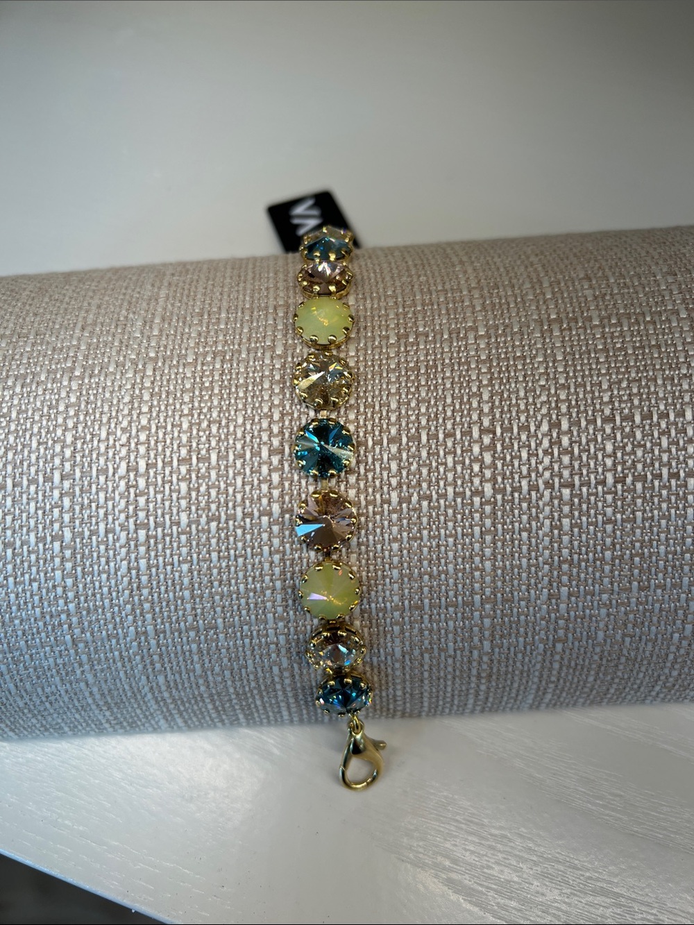 Gold-Tone Bracelet with Blue and Pale Yellow Stones by